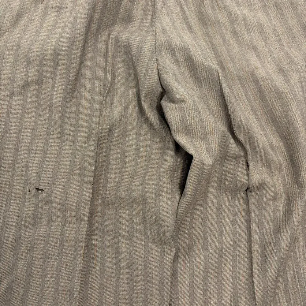 NOS Vintage 50s Tan Striped Wool Buttonfly Trousers 36x27
